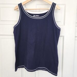 Just My Size Women's 100% Cotton Navy and White Tank Top Size X-large